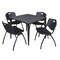 Regency Kahlo Square Table & Chair Sets, 36 W, 36 L, 29 H, Wood, Metal, Plastic Top, Grey TPL3636GYBK47BK - alternate 1